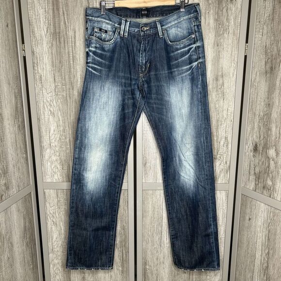 Hugo Boss Men Straight Leg Jeans Dark Wash Size 34 x 34 - Picture 1 of 9